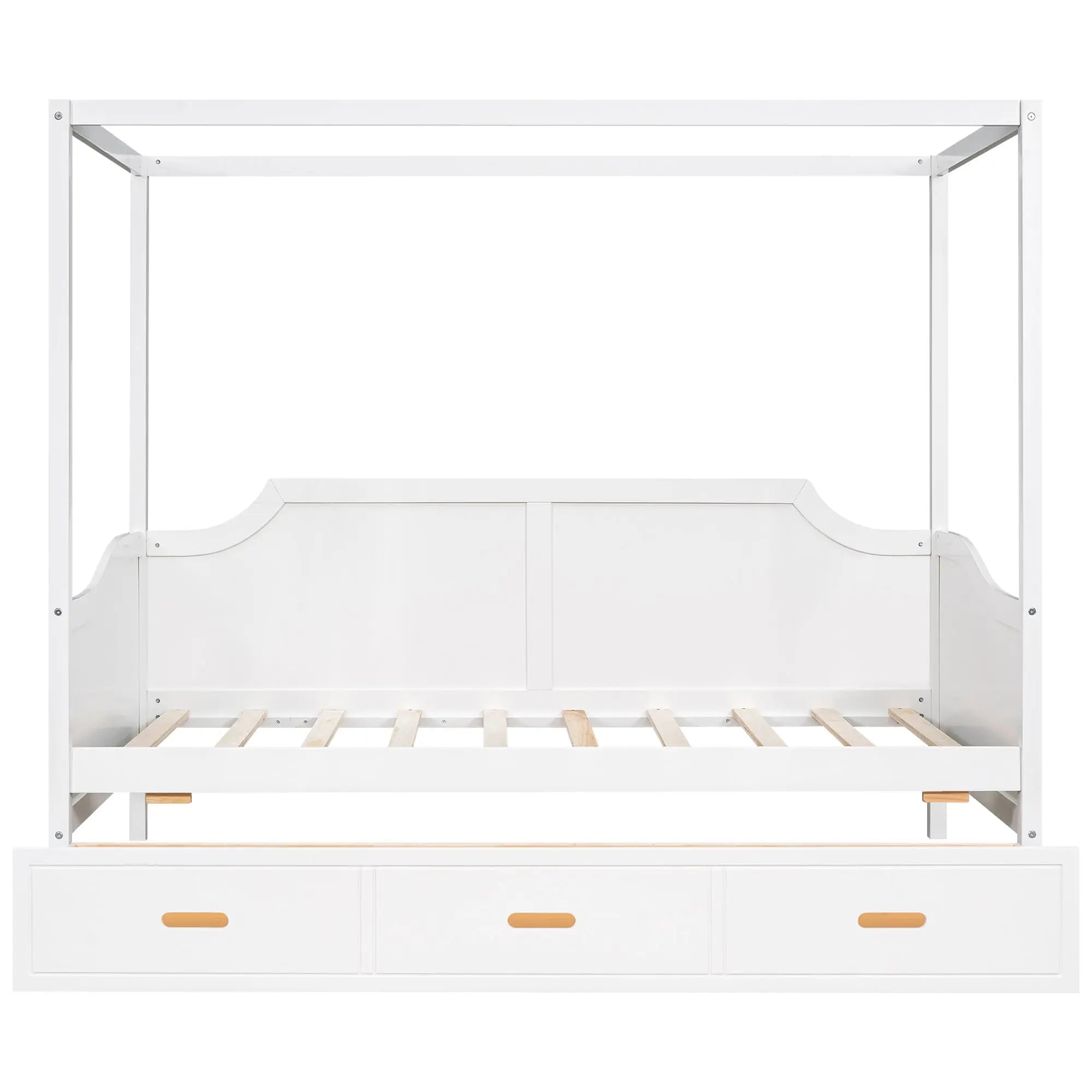 Bellemave® Twin Size Wooden Canopy Daybed with 3 in 1 Storage Drawers