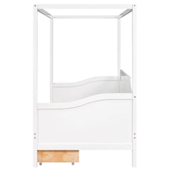 Bellemave® Twin Size Wooden Canopy Daybed with 3 in 1 Storage Drawers