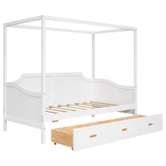 Bellemave® Twin Size Wooden Canopy Daybed with 3 in 1 Storage Drawers