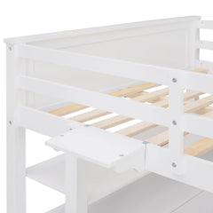 Bellemave® Full Size Wooden Loft Bed with Drawers and Desk Bellemave®