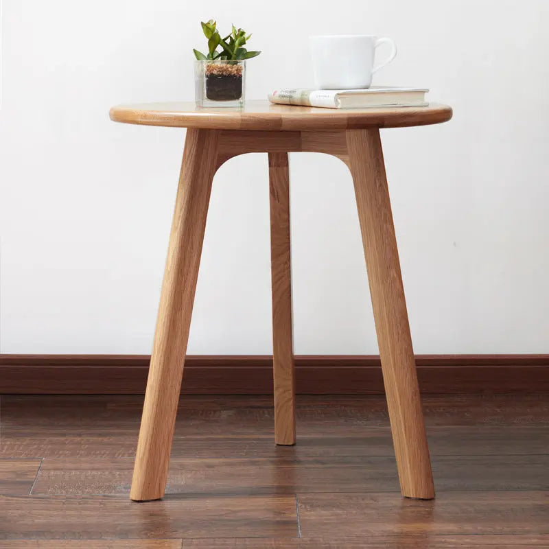 Bellemave® 100% Natural Solid Oak Wood Round End Table Bellemave®