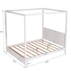 Bellemave® Queen Size Canopy Platform Bed with Headboard and Support Legs Bellemave®