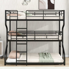 Bellemave Full XL over Twin XL over Queen Size Triple Bunk Bed with Long and Short Ladder