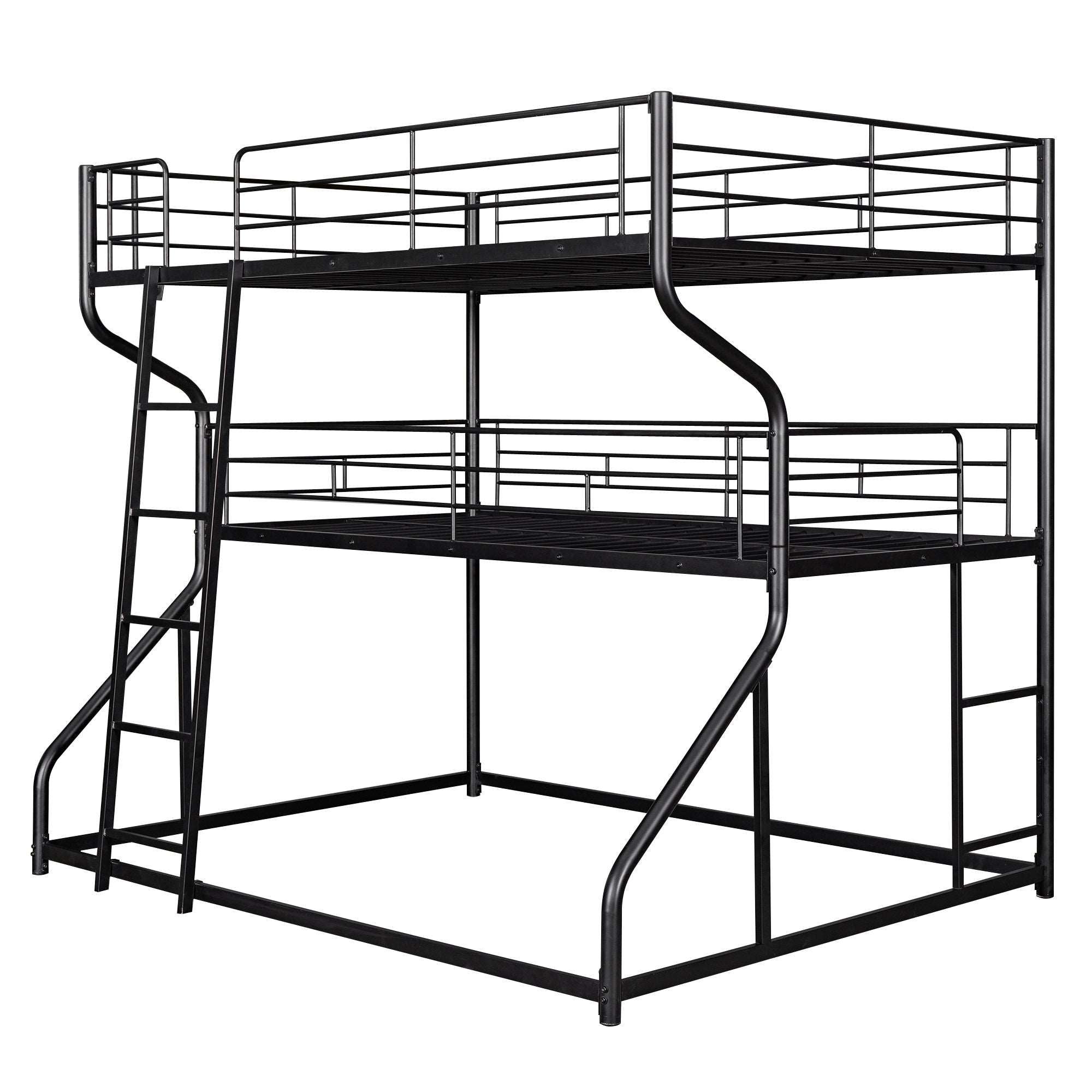Bellemave Full XL over Twin XL over Queen Size Triple Bunk Bed with Long and Short Ladder