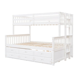 Bellemave® Twin over Full Bunk Bed with Trundle and 3 Drawers Bellemave®