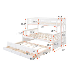 Bellemave® Twin over Full Bunk Bed with Trundle and 3 Drawers Bellemave®