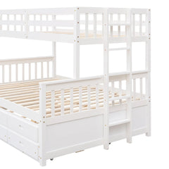 Bellemave® Twin over Full Bunk Bed with Trundle and 3 Drawers Bellemave®