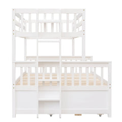 Bellemave® Twin over Full Bunk Bed with Trundle and 3 Drawers Bellemave®