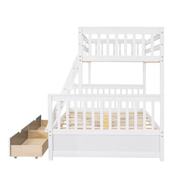 Bellemave® Twin over Full Bunk Bed with Ladders and Two Storage Drawers