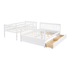 Bellemave® Twin over Full Bunk Bed with Ladders and Two Storage Drawers