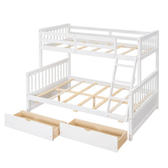 Bellemave® Twin over Full Bunk Bed with Ladders and Two Storage Drawers