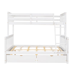 Bellemave® Twin over Full Bunk Bed with Ladders and Two Storage Drawers