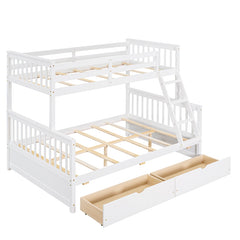 Bellemave® Twin over Full Bunk Bed with Ladders and Two Storage Drawers