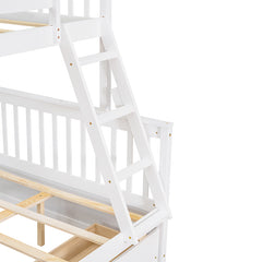 Bellemave® Twin over Full Bunk Bed with Ladders and Two Storage Drawers