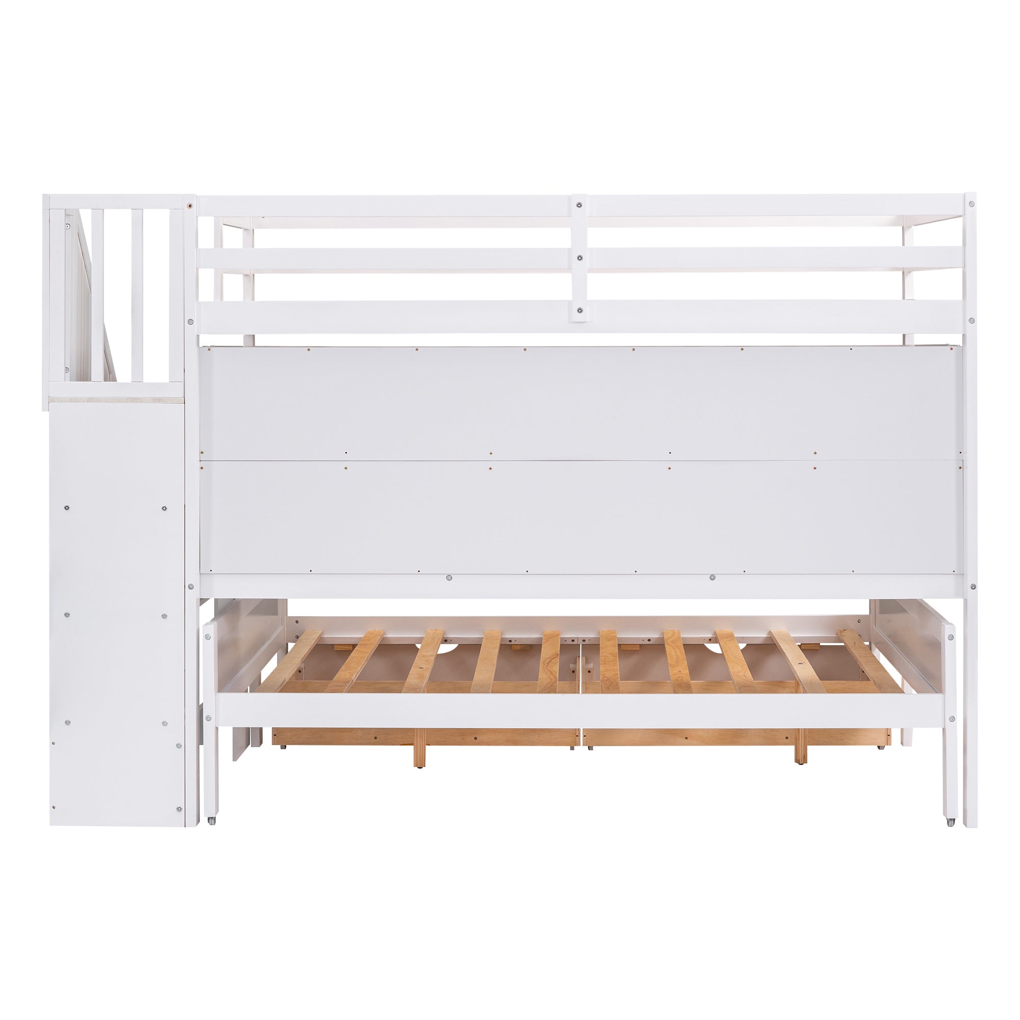 Bellemave® Twin XL over Full Bunk Bed with Built-in Storage Shelves, Drawers and Staircase Bellemave®