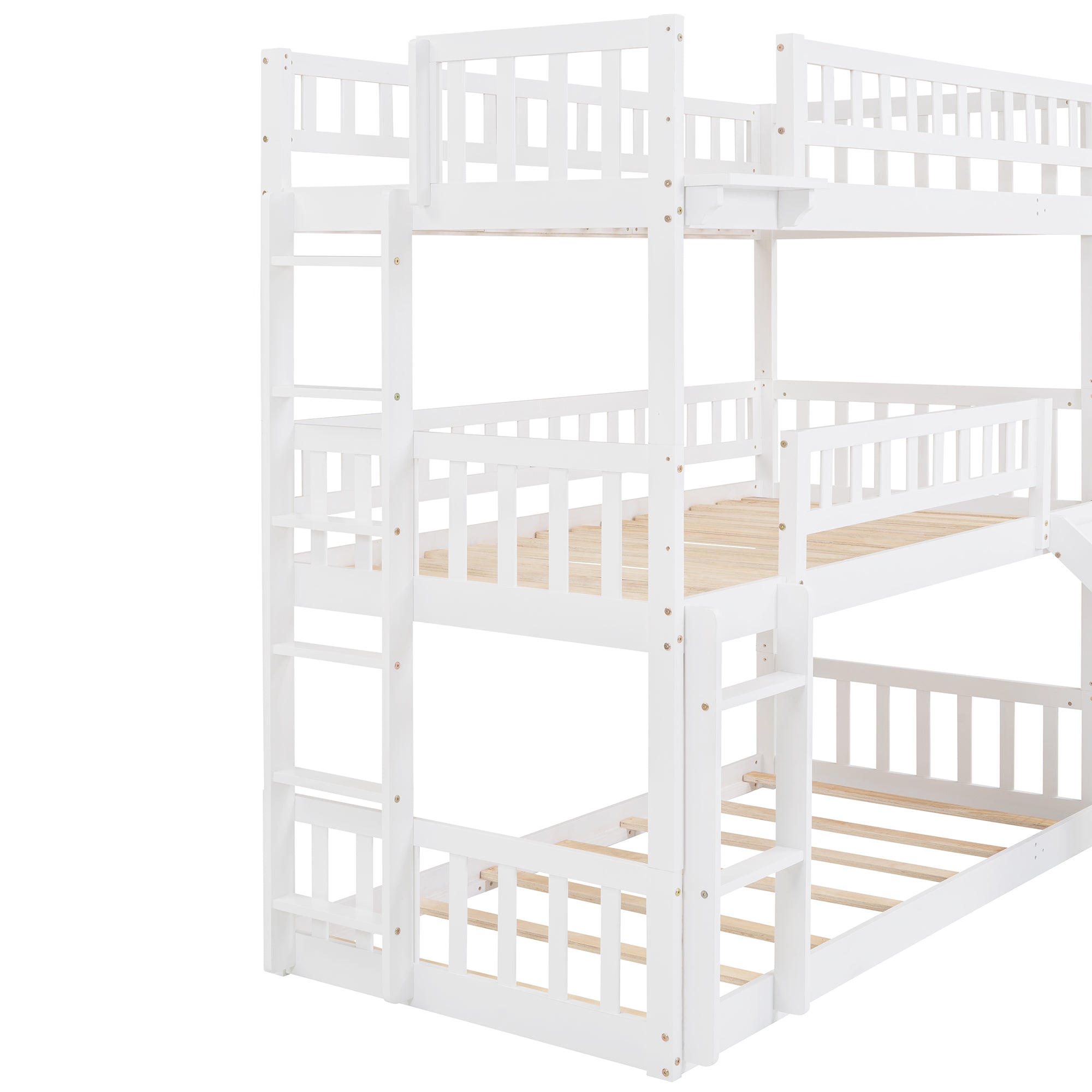 Bellemave® Twin over Twin & Twin Triple Bunk Bed with Built-in Ladder and Slide Bellemave®