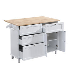 Bellemave® Farmhouse Kitchen Island Set with Drop Leaf and 2 Seatings, Drawers and Towel Rack