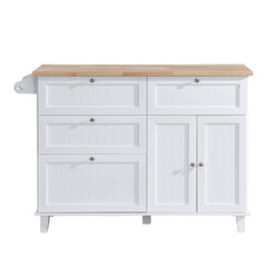 Bellemave® Farmhouse Kitchen Island Set with Drop Leaf and 2 Seatings, Drawers and Towel Rack