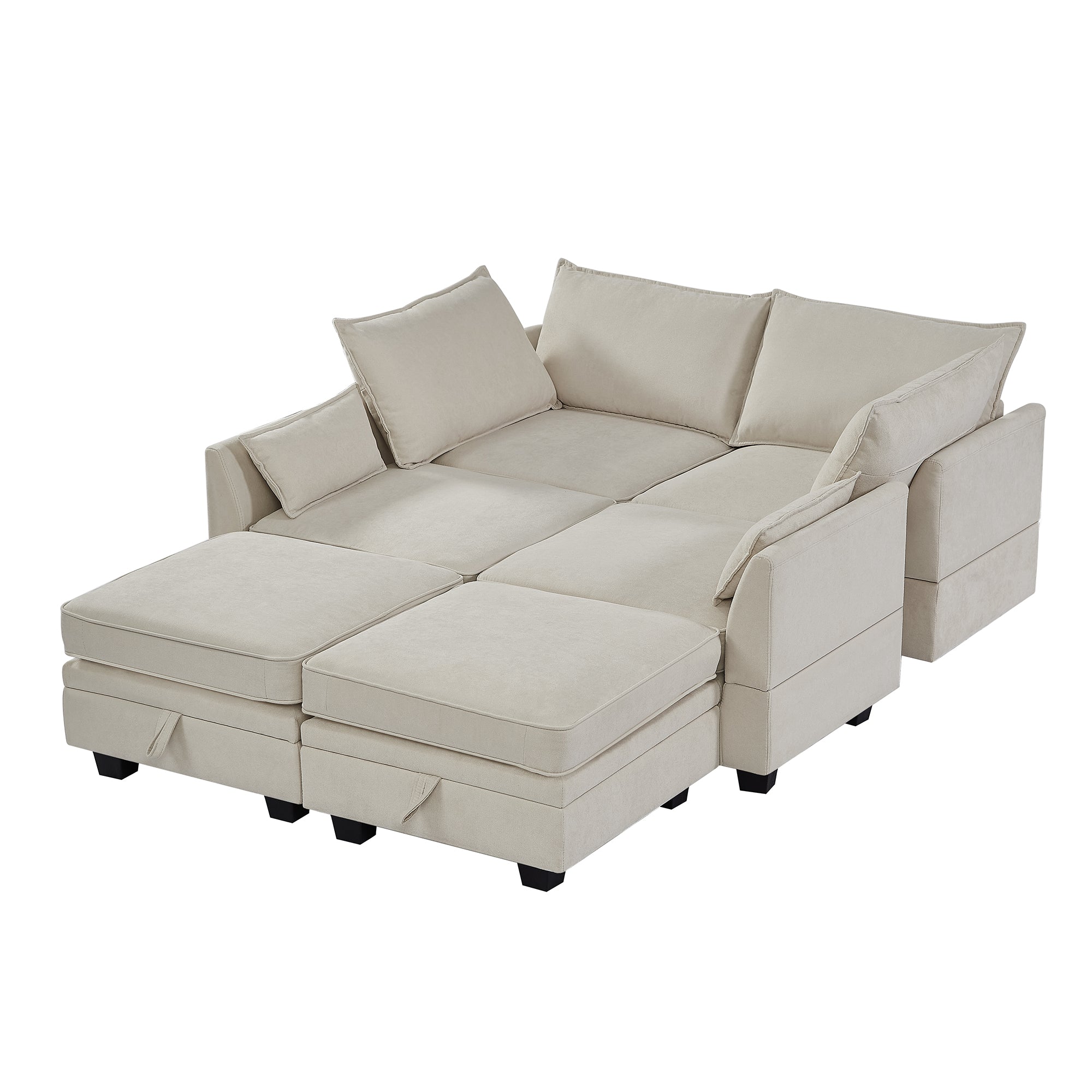 Bellemave 115" Modern Large U-Shape Modular Sectional Sofa, Convertible Sofa Bed with Reversible Chaise