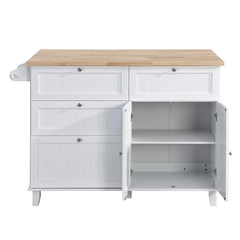 Bellemave® Farmhouse Kitchen Island Set with Drop Leaf and 2 Seatings, Drawers and Towel Rack