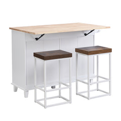 Bellemave® Farmhouse Kitchen Island Set with Drop Leaf and 2 Seatings, Drawers and Towel Rack