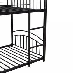 Bellemave® Metal Twin over Twin House Bunk Bed with Slide & Built-in Ladder for Kids Bellemave®