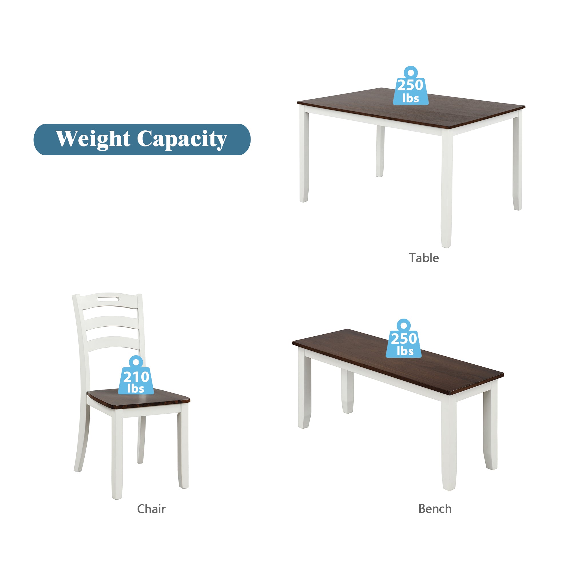 Bellemave® 6 Piece Dining Table Set with Bench and Waterproof Coat Bellemave®