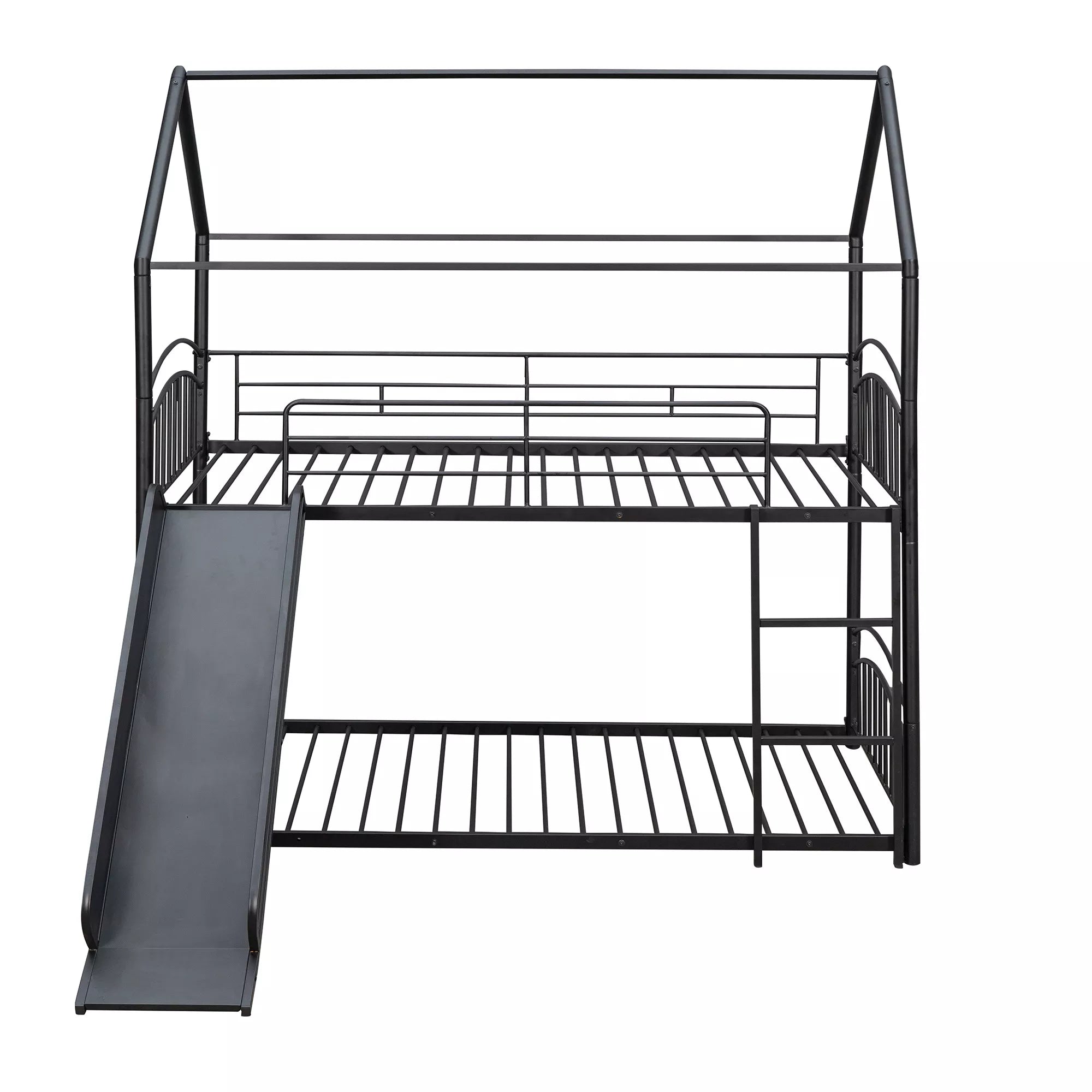 Bellemave® Metal Twin over Twin House Bunk Bed with Slide & Built-in Ladder for Kids Bellemave®