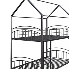 Bellemave® Metal Twin over Twin House Bunk Bed with Slide & Built-in Ladder for Kids Bellemave®