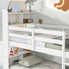 Bellemave® Bunk Bed with Bookcase Headboard