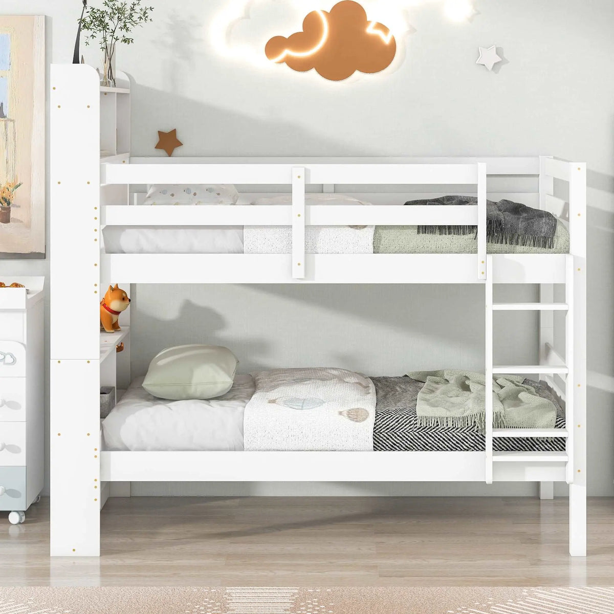 Bellemave® Bunk Bed with Bookcase Headboard