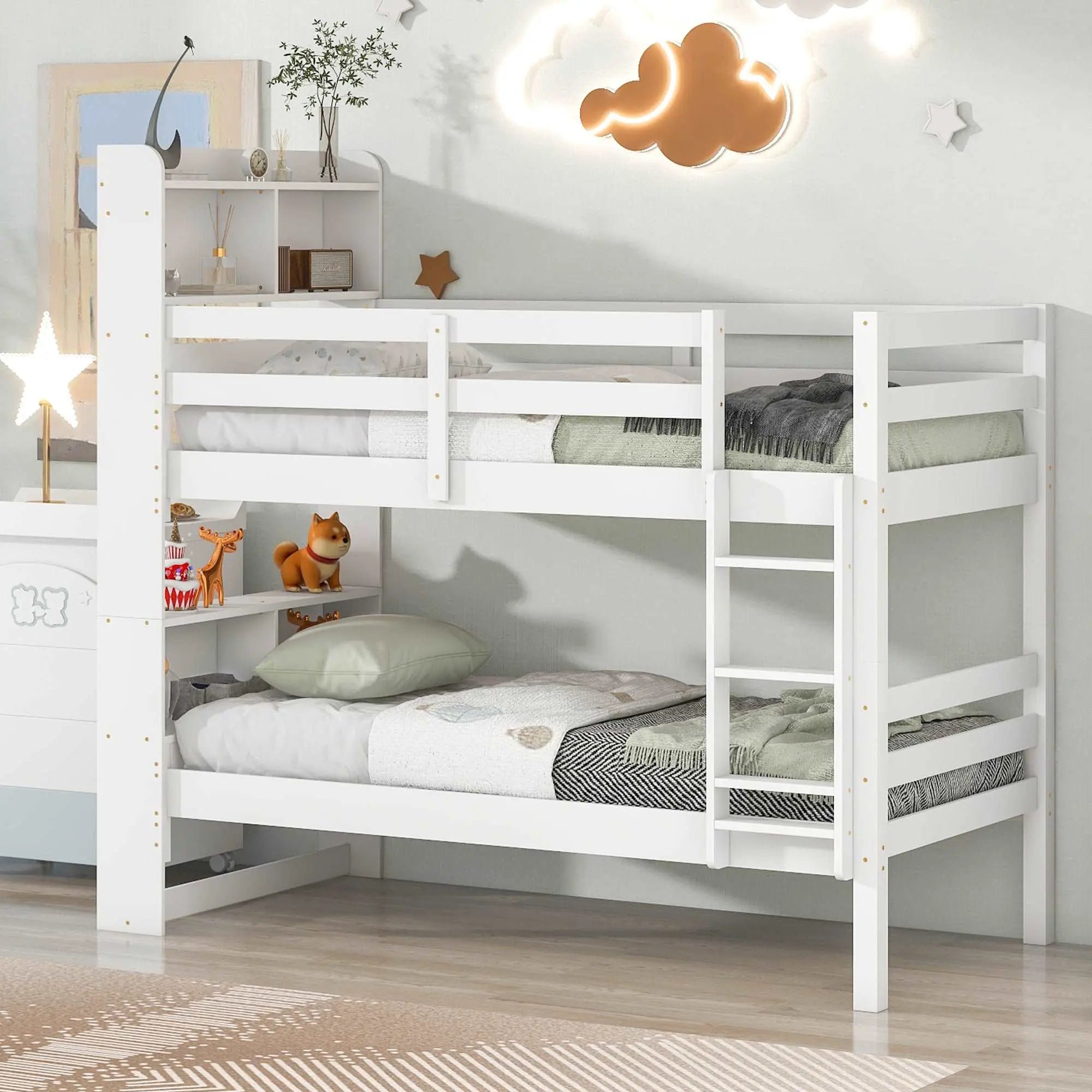 Bellemave® Bunk Bed with Bookcase Headboard