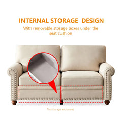 Bellemave 59.5" Linen Fabric Upholstery with Storage Loveseat Bellemave