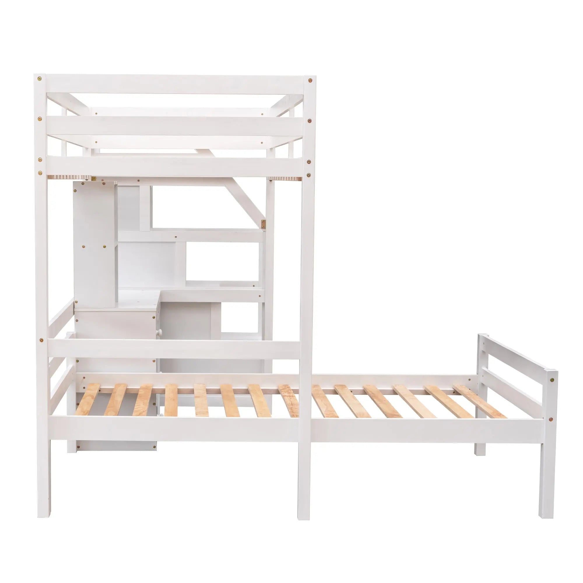 Bellemave® Twin Size Loft Bed with A Stand-Alone Bed, Storage Staircase, Desk, Shelves and Drawer Bellemave®