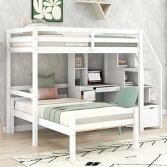 Bellemave® Twin Size Loft Bed with A Stand-Alone Bed, Storage Staircase, Desk, Shelves and Drawer Bellemave®