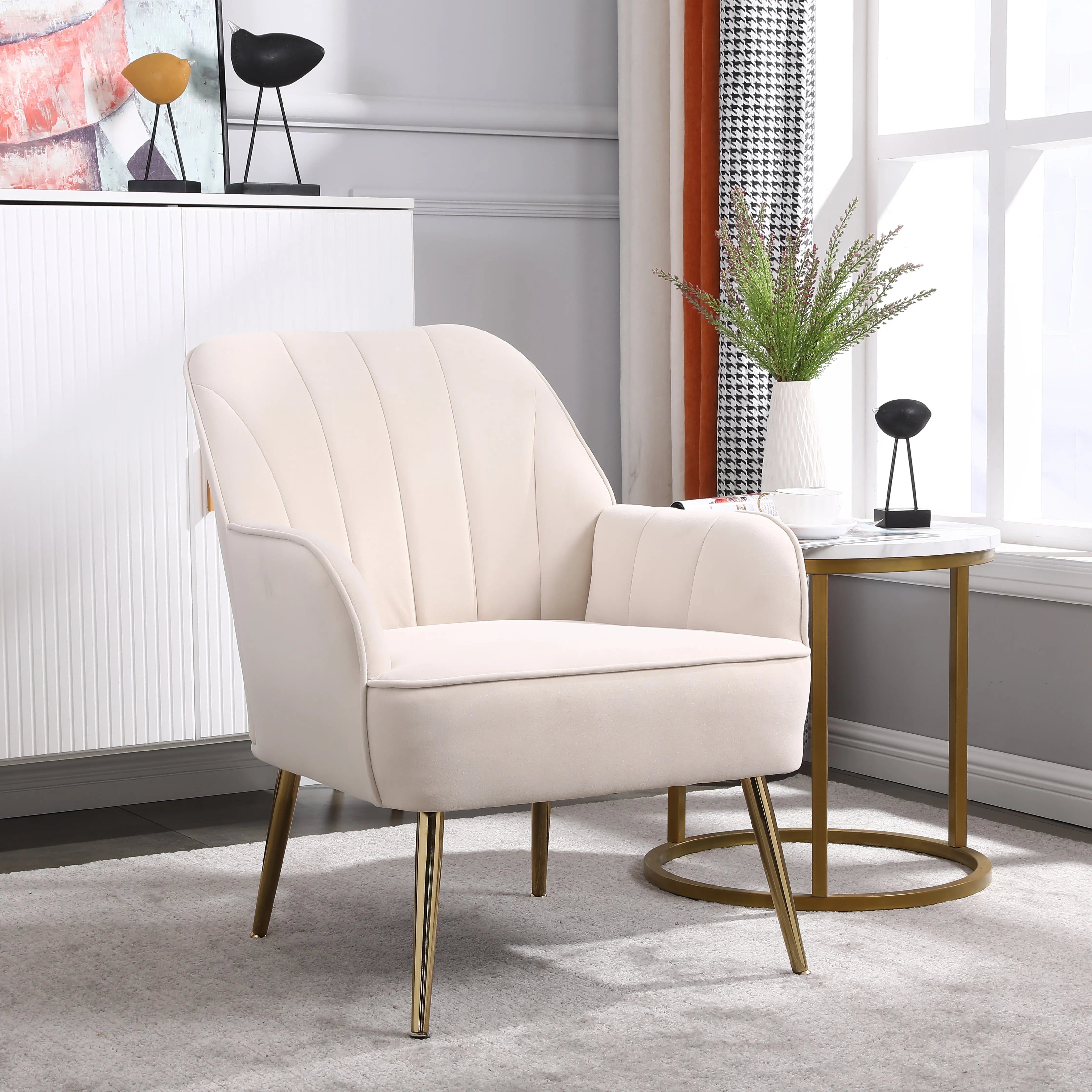 Bellemave® Modern Mid Century Chair Velvet Sherpa Armchair Bellemave®