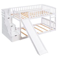 Bellemave® Twin Size Bunk Bed with 3 Drawers and Slide