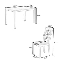 Bellemave 5-Piece Minimalist Wood  Dining Table Set with 4 X-Back Chairs Bellemave