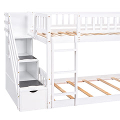 Bellemave® Twin Size Bunk Bed with 3 Drawers and Slide