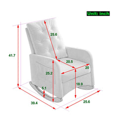 Bellemave 25.6" Modern Accent High Backrest Living Room Lounge Arm Rocking Chair with Two Side Pocket