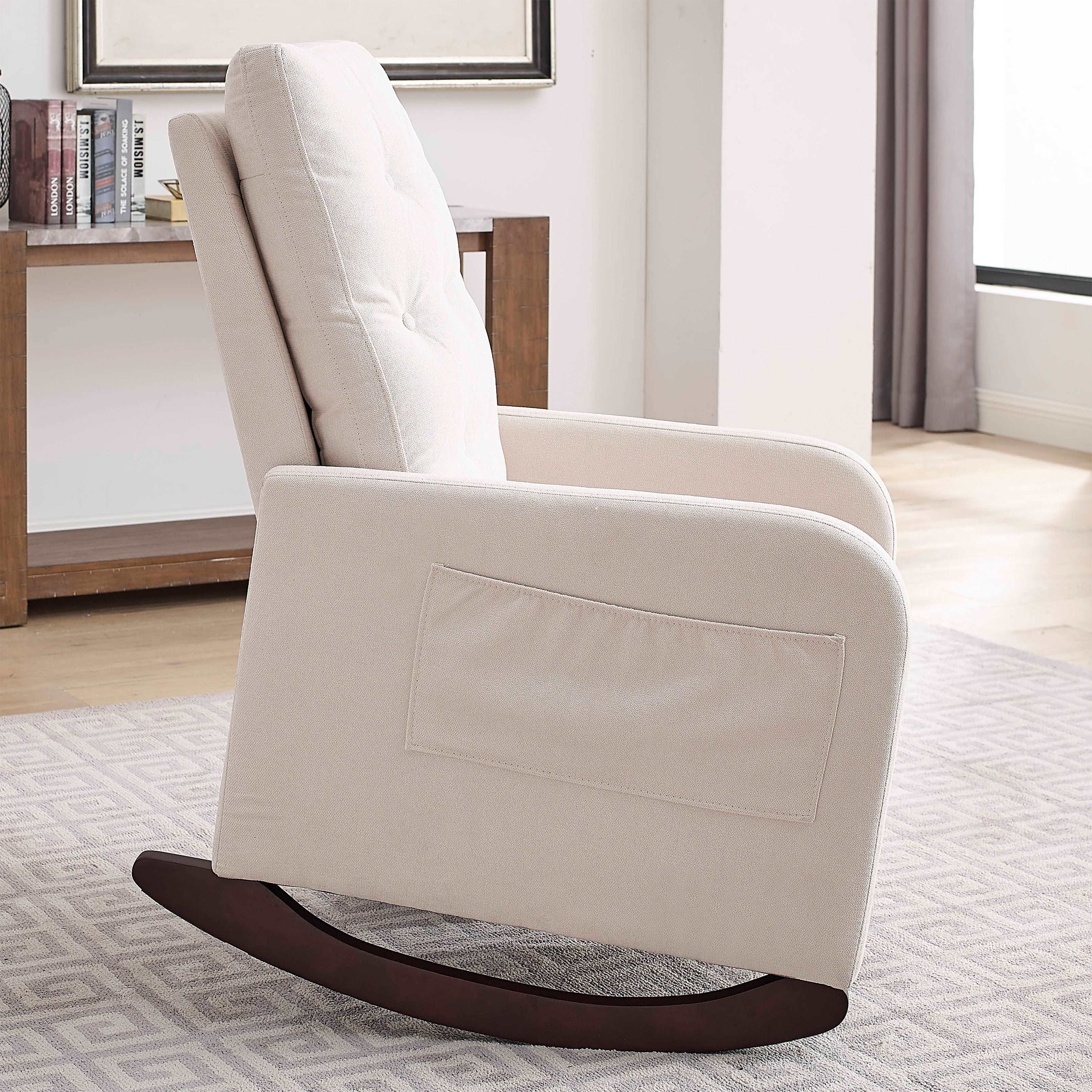 Bellemave 25.6" Modern Accent High Backrest Living Room Lounge Arm Rocking Chair with Two Side Pocket