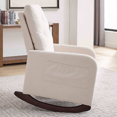 Bellemave 25.6" Modern Accent High Backrest Living Room Lounge Arm Rocking Chair with Two Side Pocket