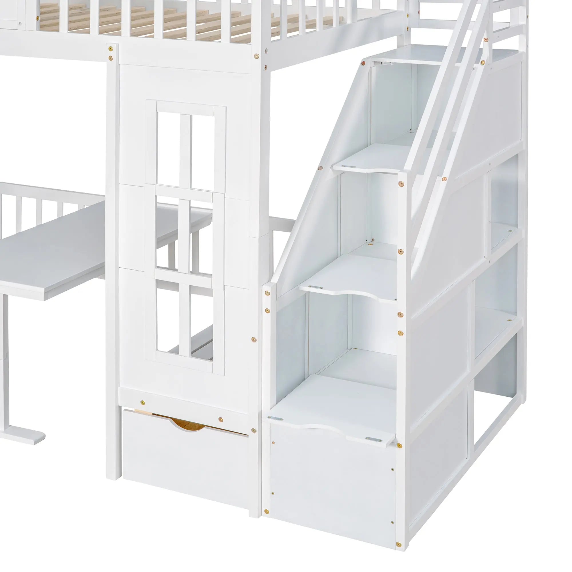 Bellemave® Twin Size Castle style Bunk Bed with Changeable Table and Ladder Bellemave®
