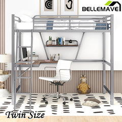 Bellemave® Metal&MDF High Loft Bed with Desk and Shelf