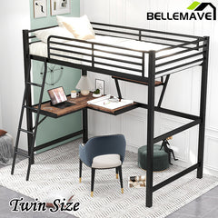 Bellemave® Metal&MDF High Loft Bed with Desk and Shelf