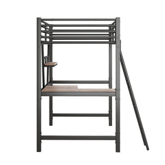 Bellemave® Metal&MDF High Loft Bed with Desk and Shelf