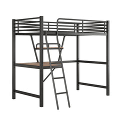 Bellemave® Metal&MDF High Loft Bed with Desk and Shelf