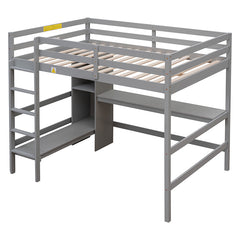 Bellemave® Full Size Loft Bed with Multifunction Shelves and Desk