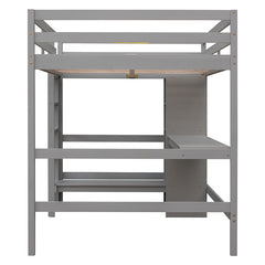 Bellemave® Full Size Loft Bed with Multifunction Shelves and Desk