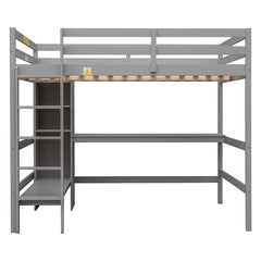 Bellemave® Full Size Loft Bed with Multifunction Shelves and Desk